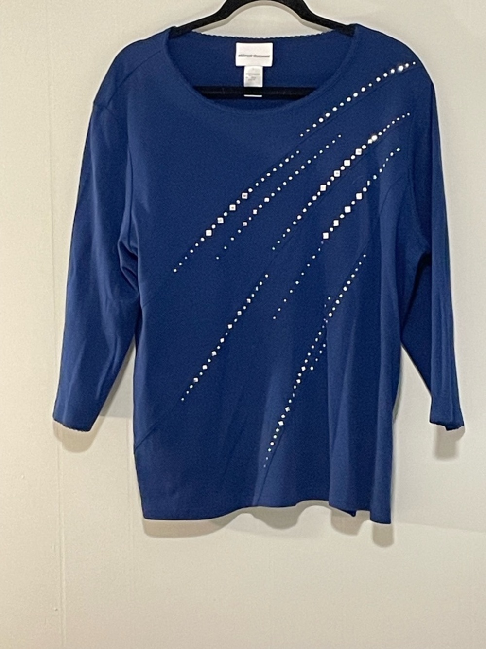 Blue Embellished Women's Top - Classic Crewneck. Item # 11450